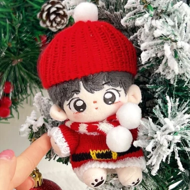 Bộ đồ Giáng Sinh bé 10cm cotton búp bê - áo len, mũ, khăn, phụ kiện sao biển 6