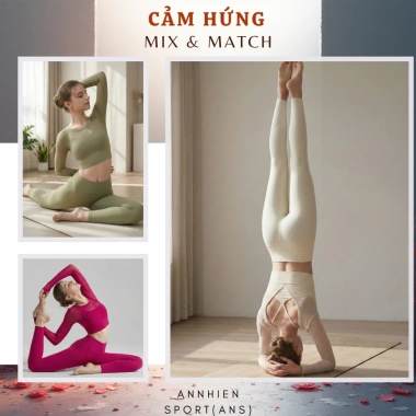 Bộ Đồ Gym Nữ An Nhiên S18 - Quần Áo Yoga Dài Tay Thun Lạnh Co Giãn, Thấm Hút Mồ Hôi, Tập Tại Nhà Giá 741.000 VND 4