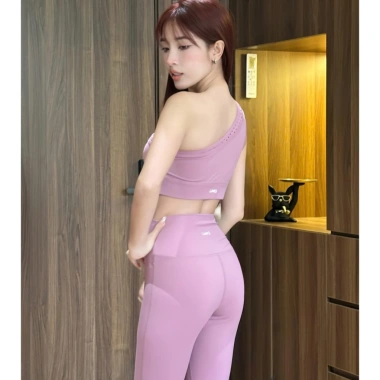 Bộ Đồ Gym Yoga Nữ UNIQ – Áo lệch vai, legging thắt nơ hông, đẹp, giá 434.763₫