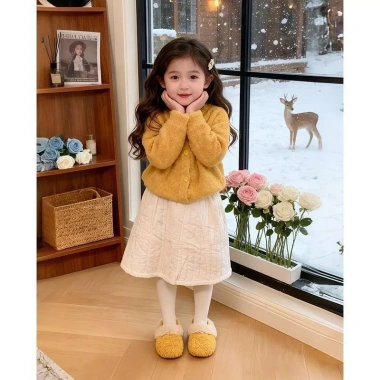 Bộ đồ hai mảnh bé gái mùa thu đông - Áo len cardigan dệt kim, thời trang, giảm 23%