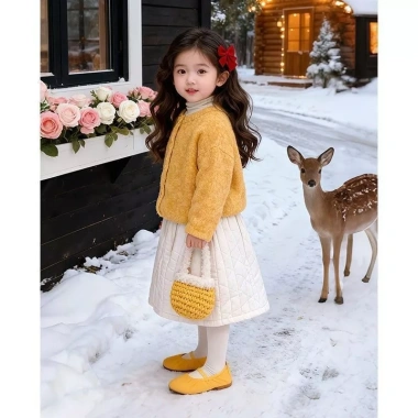 Bộ đồ hai mảnh bé gái mùa thu đông - Áo len cardigan dệt kim, thời trang, giảm 23% 5 Bộ đồ hai mảnh bé gái mùa thu đông - Áo len cardigan dệt kim, thời trang, giảm 23% 5
