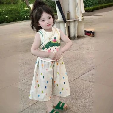 Bộ đồ hoạt hình bé gái Hàn Quốc mùa hè phong cách mới - Giá ưu đãi 177.928 VND