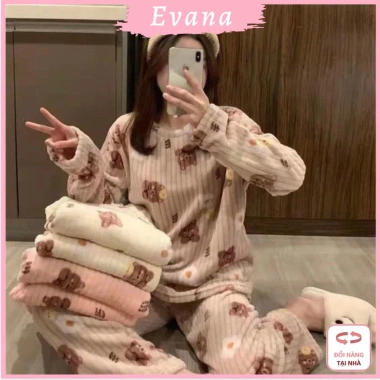 Bộ đồ lông ngủ nhà nữ Hàn Quốc nhung lông hình gấu BL.320 - Chỉ 94.900₫