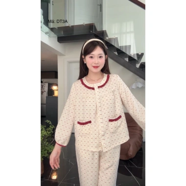 Bộ đồ mặc nhà cao cấp phối bèo đũi vân mây – Thoải mái, thời trang, giá 230,230 VND