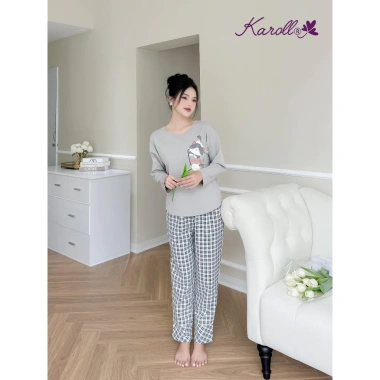 Bộ đồ mặc nhà Karoll áo cotton và quần thô dài trẻ trung Giá chỉ 315.250₫
