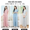 Bộ đồ mặc nhà nữ CARDINA chất lanh, cổ tim, tay ngắn, quần suông gấu áo bèo - 295.000₫ 3