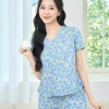Bộ đồ mặc nhà nữ CARDINA chất lanh, cổ tim, tay ngắn, quần suông gấu áo bèo - 295.000₫ 7