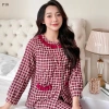 Bộ đồ mặc nhà nữ kẻ caro SUNA cổ nhún bèo, cotton mềm mịn, thấm hút mồ hôi - 231,400₫ 3