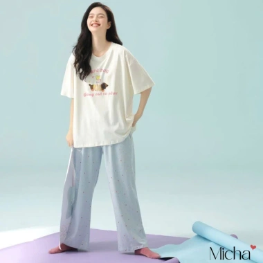 Bộ đồ mặc nhà nữ Lycra cotton cao cấp Quần dài áo ngắn tay D3 Micha giảm còn 470k 4