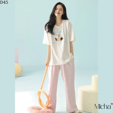 Bộ đồ mặc nhà nữ Lycra cotton cao cấp Quần dài áo ngắn tay D3 Micha giảm còn 470k 5