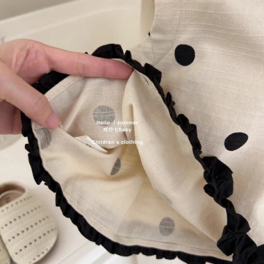 Bộ Đồ Mùa Hè Bé Gái Vải Lanh Cotton Không Tay Phong Cách Hàn Quốc Dễ Thương