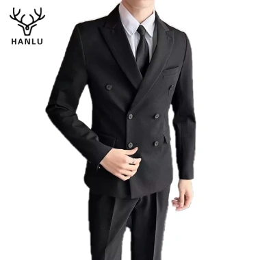 Bộ đồ nam HANLU thanh lịch hai ngực đen đa năng, phù hợp công sở - Giá ưu đãi 805.680₫