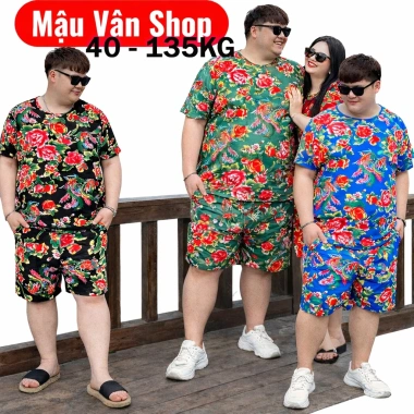 Bộ đồ nam nữ Bigsize thun cotton quần đùi áo + cộc tay in 3D chim công phượng cá tính, giá 99k