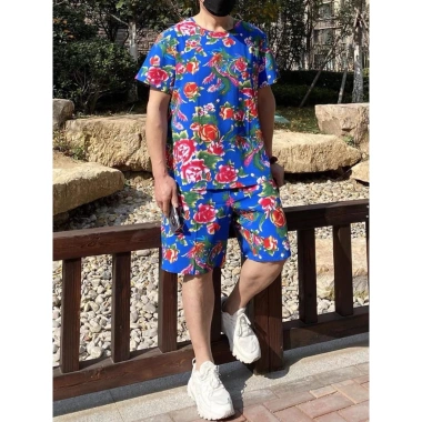 Bộ đồ nam nữ Bigsize thun cotton quần đùi áo + cộc tay in 3D chim công phượng cá tính, giá 99k