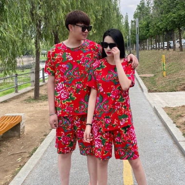 Bộ đồ nam nữ Bigsize thun cotton quần đùi áo + cộc tay in 3D chim công phượng cá tính, giá 99k
