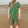 Bộ đồ nam nữ Bigsize thun cotton quần đùi áo + cộc tay in 3D chim công phượng cá tính, giá 99k 10