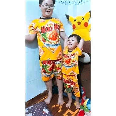 Bộ đồ nam nữ hảo hảo vàng ngộ nghĩnh – Đồ bộ hội nhóm vui hài hước cả gia đình 4