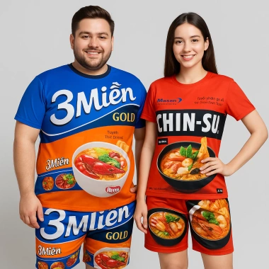 Bộ đồ nam nữ hảo hảo vàng ngộ nghĩnh – Đồ bộ hội nhóm vui hài hước cả gia đình 7