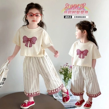 Bộ đồ ngắn tay bé gái mùa hè phong cách mới, giảm giá tới 209.125 VND