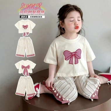 Bộ đồ ngắn tay bé gái mùa hè phong cách mới, giảm giá tới 209.125 VND