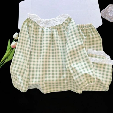 Bộ Đồ Ngủ Bé Gái Xuân Thu - Áo Cổ Tròn Đầu Dài, Quần Mỏng Loungewear, Giá 129.384 VND 5