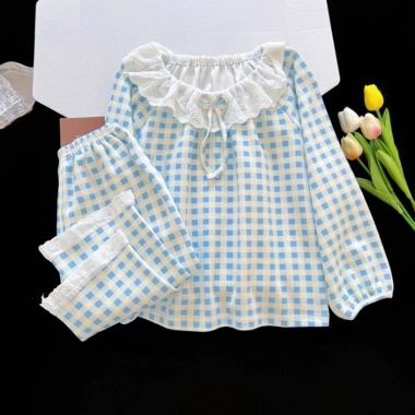 Bộ Đồ Ngủ Bé Gái Xuân Thu - Áo Cổ Tròn Đầu Dài, Quần Mỏng Loungewear, Giá 129.384 VND 8