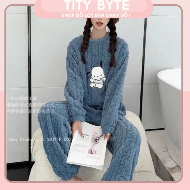 Bộ đồ ngủ bông cừu xoắn mềm, đáng yêu, sét bộ nỉ form rộng - Giá ưu đãi 66.500đ