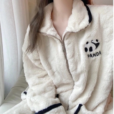 Bộ Đồ Ngủ Bông FreeSize Panđann Gấu Trắng Ấm Giữ Nhiệt, Bo Gấu Mặc Nhà 175cm Giá ưu đãi 199k