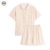 Bộ Đồ Ngủ Cặp Đôi Pijama Hai Lớp Cotton Quần Short Áo Tay Ngắn Phong Cách Muji Nhật Bản 5