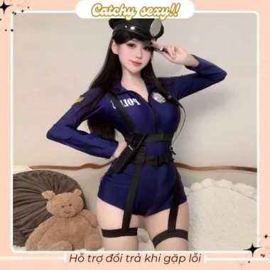 Bộ đồ ngủ cosplay cảnh sát vai dài, quyến rũ & quyền lực - Giá chỉ 55.000₫ 3