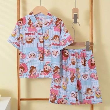 Bộ Đồ Ngủ Cotton Lụa Mùa Hè Trẻ Em Homewear Tay Ngắn Cho Bé Trai và Bé Gái, Thoáng Mát Máy Lạnh, Giá Giảm 158.071 VND 2