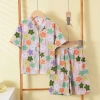 Bộ Đồ Ngủ Cotton Lụa Mùa Hè Trẻ Em Homewear Tay Ngắn Cho Bé Trai và Bé Gái, Thoáng Mát Máy Lạnh, Giá Giảm 158.071 VND 3