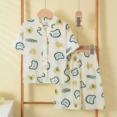 Bộ Đồ Ngủ Cotton Lụa Mùa Hè Trẻ Em Homewear Tay Ngắn Cho Bé Trai và Bé Gái, Thoáng Mát Máy Lạnh, Giá Giảm 158.071 VND 4