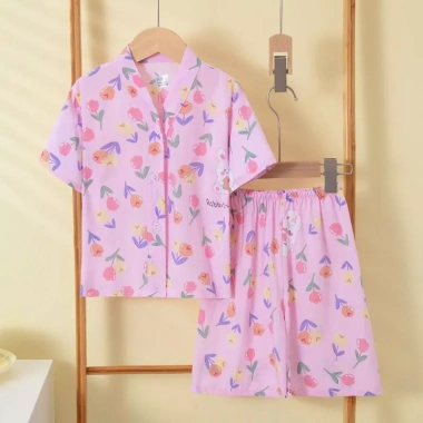 Bộ Đồ Ngủ Cotton Lụa Mùa Hè Trẻ Em Homewear Tay Ngắn Cho Bé Trai và Bé Gái, Thoáng Mát Máy Lạnh, Giá Giảm 158.071 VND 5