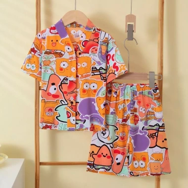 Bộ Đồ Ngủ Cotton Lụa Mùa Hè Trẻ Em Homewear Tay Ngắn Cho Bé Trai và Bé Gái, Thoáng Mát Máy Lạnh, Giá Giảm 158.071 VND 7