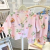 Bộ Đồ Ngủ Cotton Lụa Trẻ Em Mùa Hè Bé Gái 3/4 Tay Mỏng Homewear Thoáng Khí 6