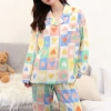 Bộ đồ ngủ cotton nguyên chất họa tiết trái tim caro - Thiết kế mỏng dài tay, thoáng mát cho mùa đông - Giá ưu đãi 148.658₫