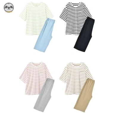 Bộ đồ ngủ Cotton sọc nguyên chất - Phong cách Nhật Bản Muji, Tianzhu, giảm 17% chỉ 519.479 VND