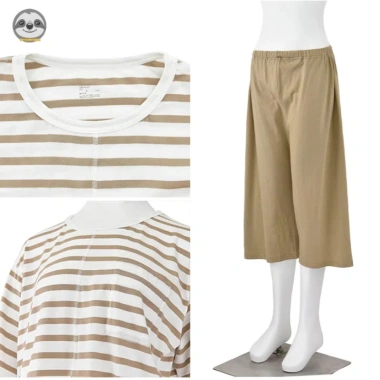Bộ đồ ngủ Cotton sọc nguyên chất - Phong cách Nhật Bản Muji, Tianzhu, giảm 17% chỉ 519.479 VND