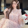 Bộ đồ ngủ dài tay cổ V ren, quần lửng công chúa - QCCC A12 giá ưu đãi 323k 5