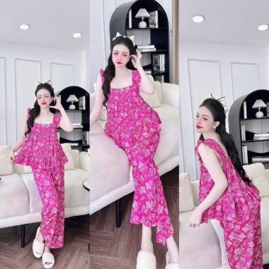 Bộ đồ ngủ gấm in hoa cánh thiên 40-65kg - Siêu mềm, giảm giá 175k 2