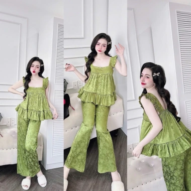 Bộ đồ ngủ gấm in hoa cánh thiên 40-65kg - Siêu mềm, giảm giá 175k 5