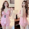 Bộ đồ ngủ hai dây sexy CARY BIGSIZE - Vải lụa mút ngực, quần đùi gợi cảm, 49.000đ