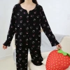 Bộ đồ ngủ Hello Kitty cotton gân xuân thu 2 mảnh in hình đáng yêu, thoải mái, giá ưu đãi 147k 5