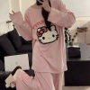 Bộ đồ ngủ Hello Kitty dài tay, quần dài rộng nữ mùa thu đông - Giá chỉ 97.420đ 6