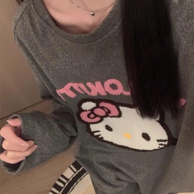 Bộ đồ ngủ Hello Kitty dài tay, quần dài rộng nữ mùa thu đông - Giá chỉ 97.420đ