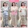 Bộ đồ ngủ JUSOKA pijama nữ dài tay LT25 Lụa Latin 3D Cao cấp thoải mái sang trọng giá chỉ 199.500 VND