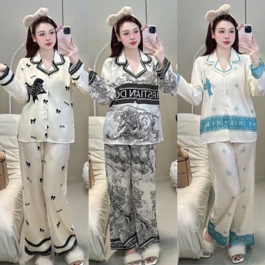 Bộ đồ ngủ JUSOKA pijama nữ dài tay LT25 Lụa Latin 3D Cao cấp thoải mái sang trọng giá chỉ 199.500 VND