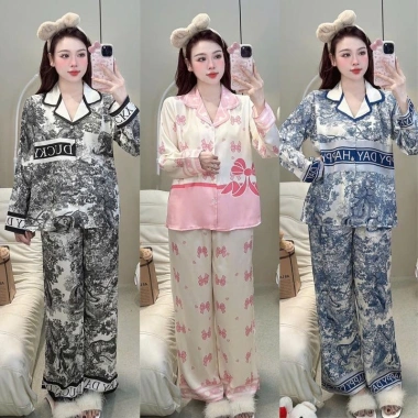 Bộ đồ ngủ JUSOKA pijama nữ dài tay LT25 Lụa Latin 3D Cao cấp thoải mái sang trọng giá chỉ 199.500 VND
