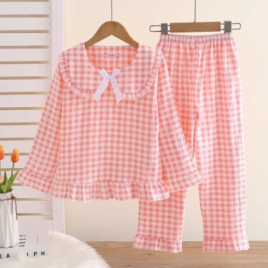Bộ đồ ngủ Kawaii cổ vuông dài tay bé 12‑13 tuổi, giảm số lượng lớn, Poly‑cotton 173k 8